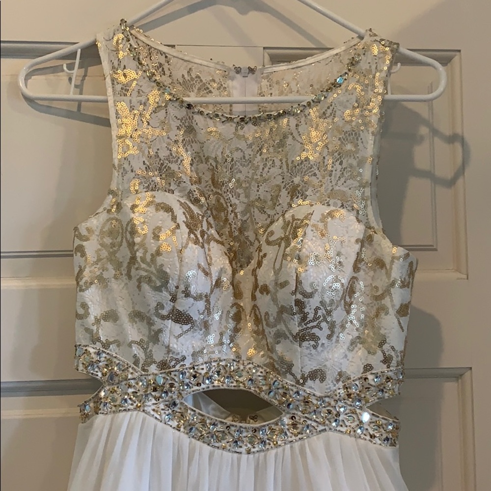 White cutout prom dress